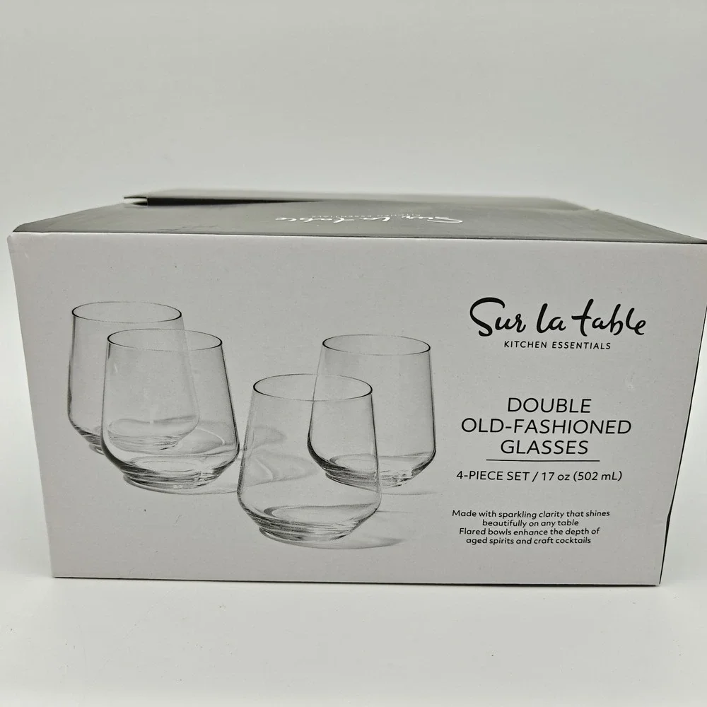 Sur La Table Kitchen Essentials Double Old-Fashioned Glasses 17oz Set of 4 NIB